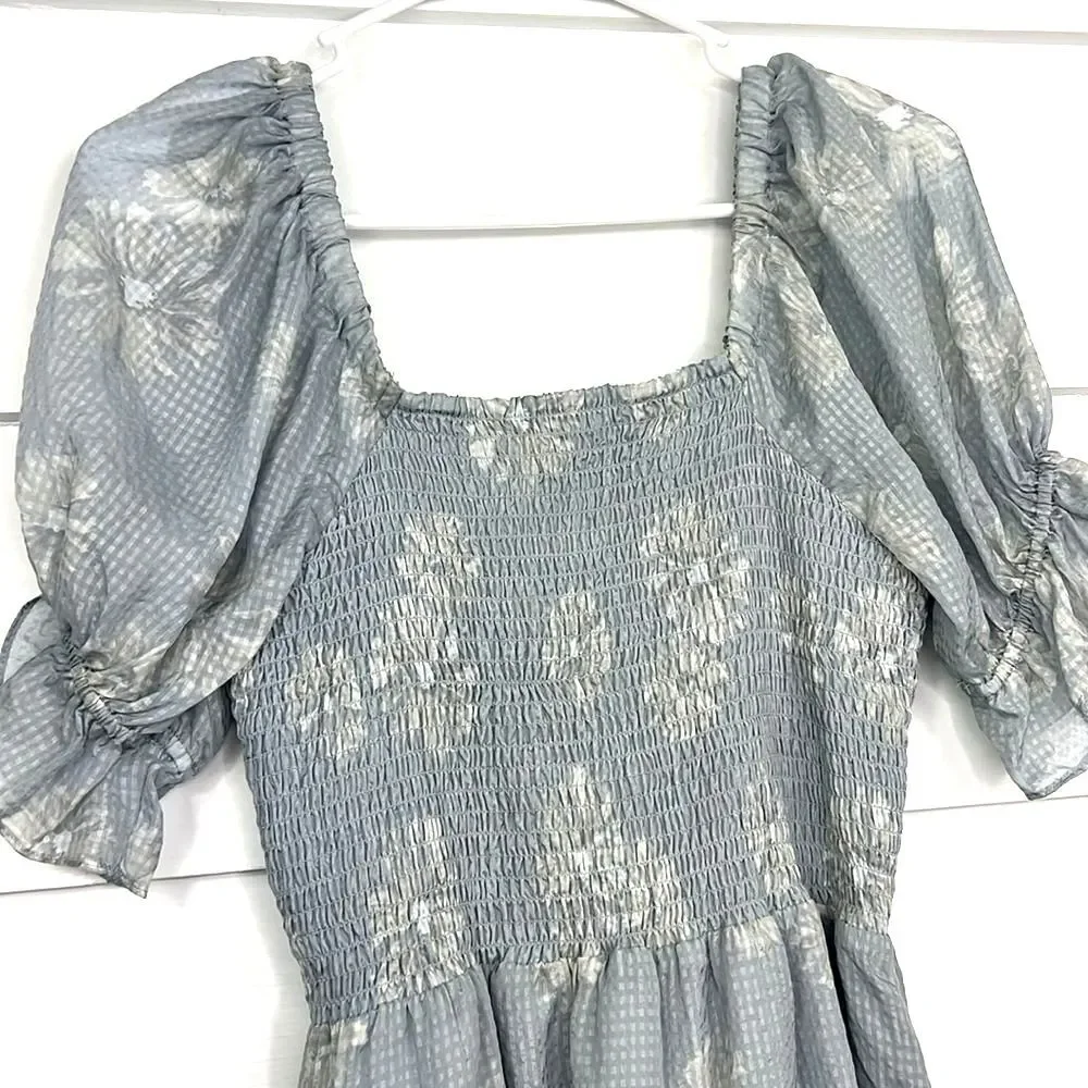 Madewell Size 100% Silk Lucie Smocked Mini Dress in Moody Blooms Size Medium - Picture 15 of 16